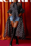 Pink Casual Print Polka Dot Patchwork Ribbon Collar Shirt Dress Dresses