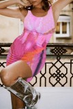 Pink Sexy Casual Print Basic U Neck Vest Dress Dresses