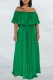 Green Casual Solid Patchwork Off the Shoulder Long Dress Dresses