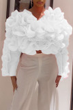 Red Elegant Solid Patchwork Appliques O Neck Tops