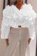 White Elegant Solid Patchwork Appliques O Neck Tops