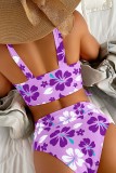 Rose Red Sexy Print Bandage Swimwears (With Paddings)