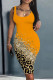 Orange Sexy Casual Print Basic U Neck Vest Dress Dresses