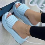 Black Casual Patchwork Solid Color Fish Mouth Comfortable Wedges Shoes