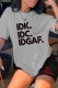 Grey Black Casual Letter Print Basic O Neck Short Sleeve Two Pieces