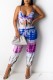 Purple Sexy Casual Print Hollowed Out Backless Spaghetti Strap Regular Jumpsuits