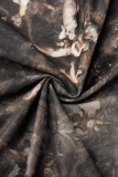 Brown Sexy Print Patchwork Fold O Neck One Step Skirt Dresses