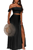 Black Milk Silk Fashion Sexy adult Ma'am Solid Two Piece Suits A-line skirt Sleeveless Two Pieces