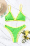 Green Sexy Solid Backless Swimwears