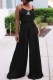 Black Sexy Casual Print Letter Spaghetti Strap Sleeveless Two Pieces