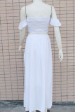 White Milk Silk Fashion Sexy adult Ma'am Solid Two Piece Suits A-line skirt Sleeveless Two Pieces