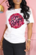 White Street Cute Print Patchwork O Neck T-Shirts