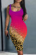 Rose Purple Sexy Casual Print Basic U Neck Vest Dress Dresses