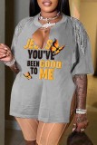 Pink Casual Print Tassel Patchwork Slit V Neck T-Shirts