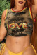 Camouflage Street Print Patchwork O Neck Tops