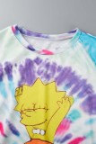 Multicolor Casual Print Basic O Neck T-Shirts
