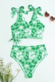 Rose Red Sexy Print Bandage Swimwears (With Paddings)