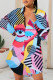 Pink Casual Street Print Patchwork Buckle Turndown Collar Tops
