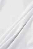 White Casual Letter Print Basic O Neck Tops