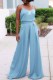 Blue Sexy Casual Print Letter Spaghetti Strap Sleeveless Two Pieces