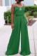 Green Sexy Casual Print Letter Spaghetti Strap Sleeveless Two Pieces