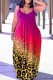 Rose Purple Sexy Casual Print Backless Spaghetti Strap Long Dress Dresses