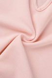 Pink Sexy Casual Solid Patchwork V Neck Sleeveless Two Pieces