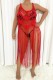 Red Sexy Solid Tassel Hollowed Out Swimwears Cover Up