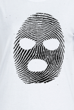 White Casual Street Print Patchwork O Neck T-Shirts