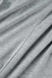 Grey Casual Solid Basic U Neck Regular Jumpsuits