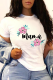 White Street Vintage Print Patchwork Letter O Neck T-Shirts