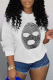 White Casual Street Sportswear Print Patchwork O Neck Tops