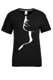 Black Street Vintage Print Patchwork O Neck T-Shirts