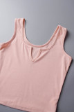Pink Sexy Casual Solid Patchwork V Neck Sleeveless Two Pieces