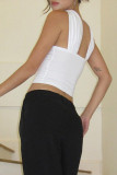 White Sexy Solid Patchwork Halter Tops