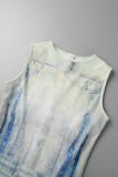 Multicolor Casual Print Patchwork O Neck Skinny Jumpsuits