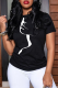 Black Street Vintage Print Patchwork O Neck T-Shirts