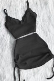 Pink Sexy Casual Solid Backless Spaghetti Strap Sleeveless Two Pieces
