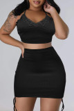 Pink Sexy Casual Solid Backless Spaghetti Strap Sleeveless Two Pieces