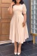 Apricot Casual Solid Patchwork O Neck Short Sleeve Dress Dresses