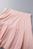 Pink Sexy Casual Solid Patchwork V Neck Sleeveless Two Pieces
