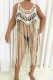 Apricot Sexy Solid Tassel Hollowed Out Swimwears Cover Up
