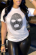 White Casual Street Print Patchwork O Neck T-Shirts