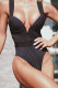 Black Sexy Solid Patchwork Swimwears