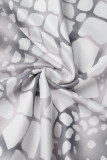 White Sexy Print Backless Slit Strapless Sleeveless Dress Dresses