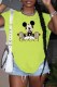 Light Green Street Character Print Letter O Neck T-Shirts