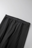 Black Sexy Solid Patchwork See-through Backless Spaghetti Strap Sleeveless Two Pieces