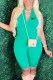 Green Sexy Print Zipper Zipper Collar Rompers