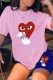 Pink Casual Print Patchwork O Neck Short Sleeve Two Pieces