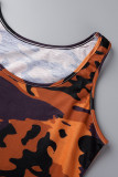 Camouflage Sexy Print Camouflage Print Patchwork U Neck Dresses
